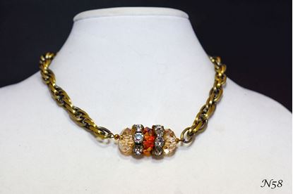 Exquisite Swarovski Copper & Golden Crystal Pendant Necklace 