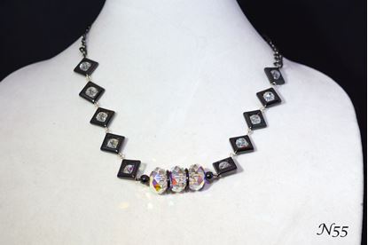 Exquisite Swarovski Crystal & Hematite Pendant Necklace 