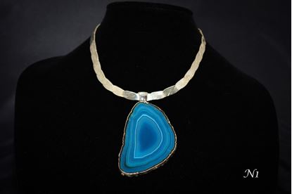 Blue Agate Slice Choker Necklace