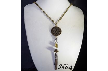 Black Flower Pendant Tassel Necklace