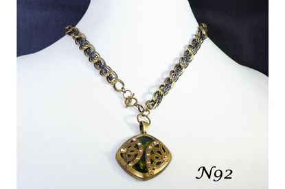 Sparkle Antique Brass Pendant Toggle Necklace