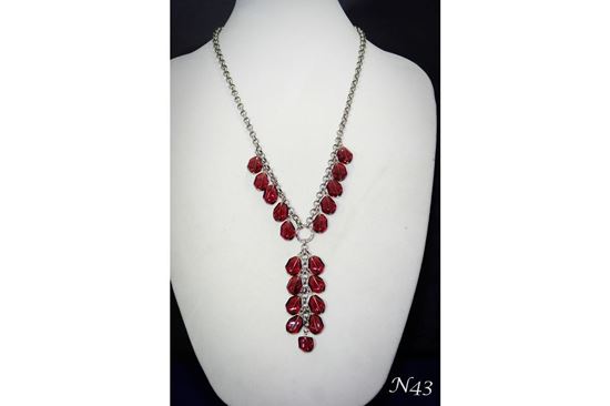 Sensual Lariat Necklace in Siam Faceted Glass