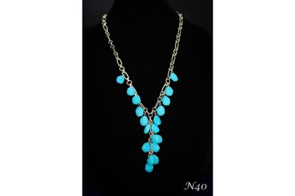 Sensual Lariat Necklace in Turquoise Faceted Glass
