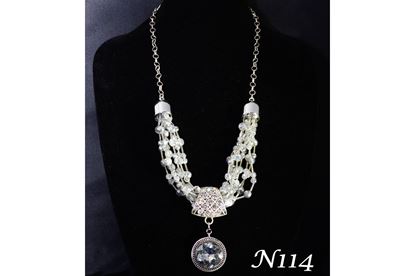 Crystal Glass Medley of Beads Pendant Statement Necklace