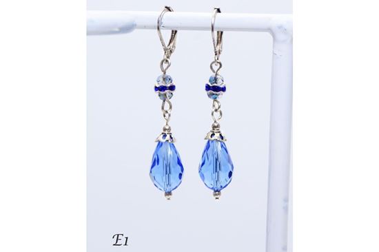 Blue Teardrop Sparkly Handmade Crystal Dangle Earrings