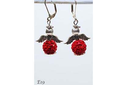 Angel Red Ruby Resin Rhinestone Handmade Beaded Earrings