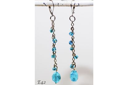 Aqua Chain Handmade Crystal Dangle Earrings