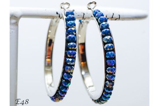Faceted Blue Rondelle Crystal Handmade Hoop Earrings