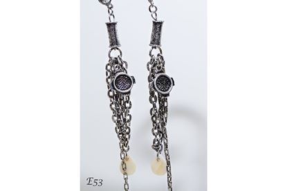 Ivory Glass Teardrop Chain Handmade Wire Earrings