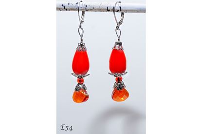 Crush Orange Glass Teardrops Handmade Beaded Earrings