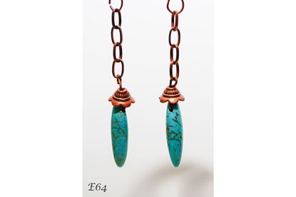 Copper Howlite Turquoise Long Teardrop Handmade Beaded Earrings