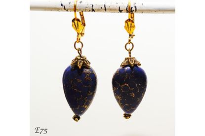 Blue Lapis upside down Teardrop Handmade Beaded Earrings