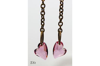Devoted to U Antique Pink Heart Handmade Crystal Dangle Earrings