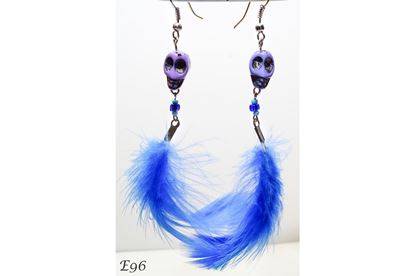 Blue Feather Handmade Beaded Earrings